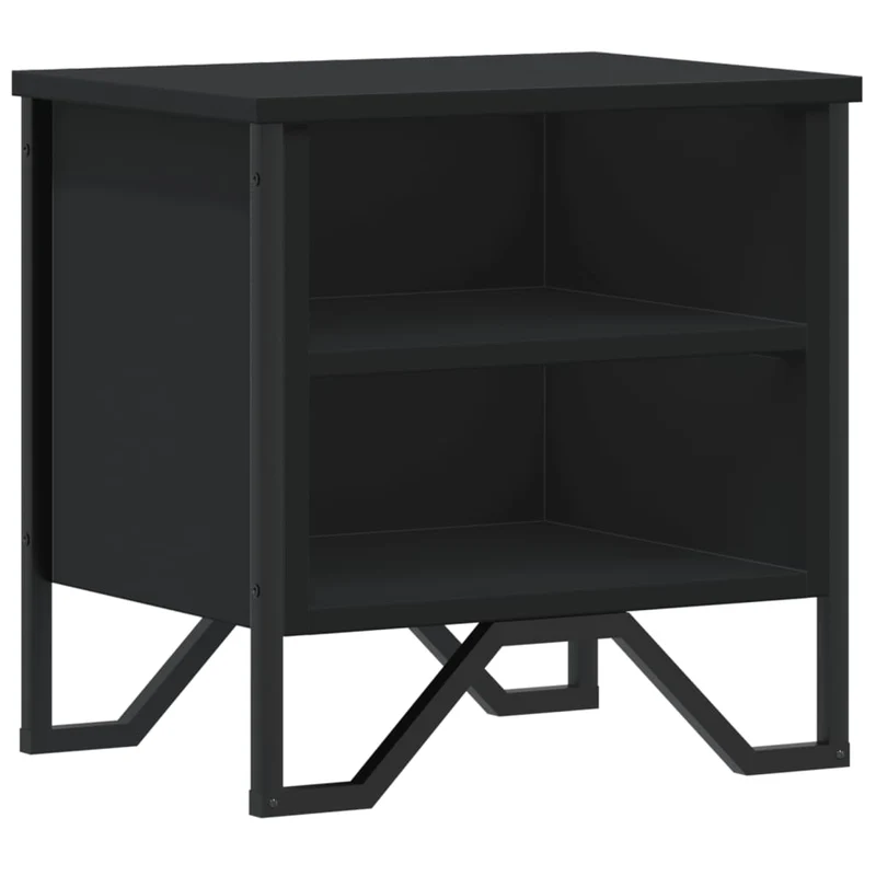 Table de chevet avec compartiments ouverts 40 x 30 x 40 cm bois d'ingénierie noir et métal DEC034385