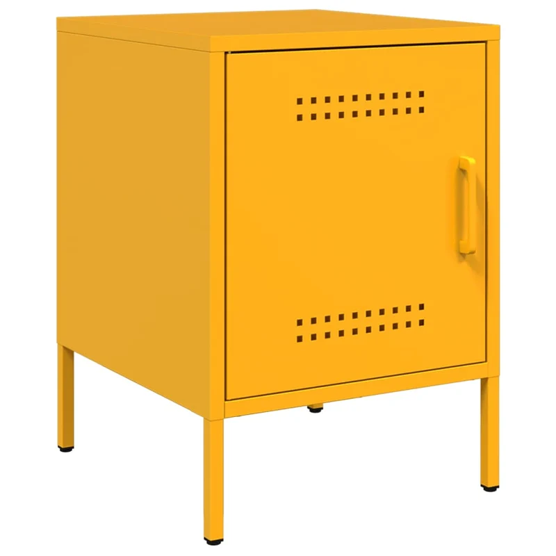 Table de chevet avec compartiment avec porte 36 x 39 x 50,5 cm acier jaune DEC034092