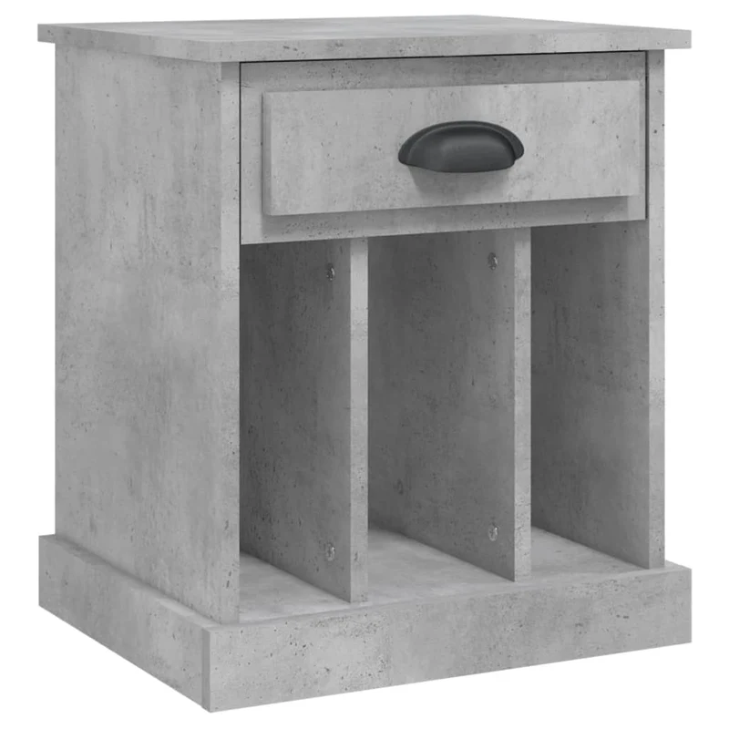 Table de chevet avec tiroir et compartiments 43 x 36 x 50 cm bois d'ingénierie gris DEC034039