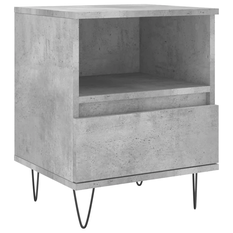 Table de chevet avec tiroir et compartiment ouvert 40 x 35 x 50 cm bois d’ingénierie gris DEC033998