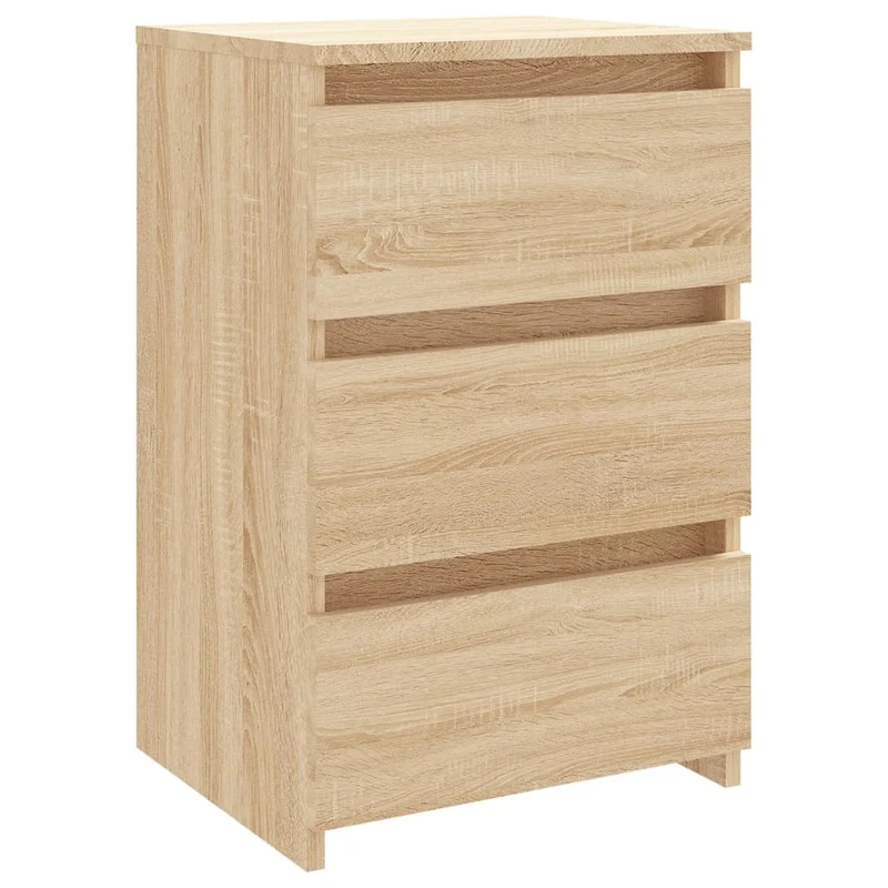 Table de chevet avec 3 tiroirs 40 x 35 x 62,5 cm bois d'ingénierie couleur chêne DEC033844