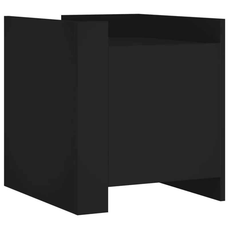 Table de chevet avec compartiment avec porte 45 x 50 x 50 cm bois d’ingénierie noir DEC034490