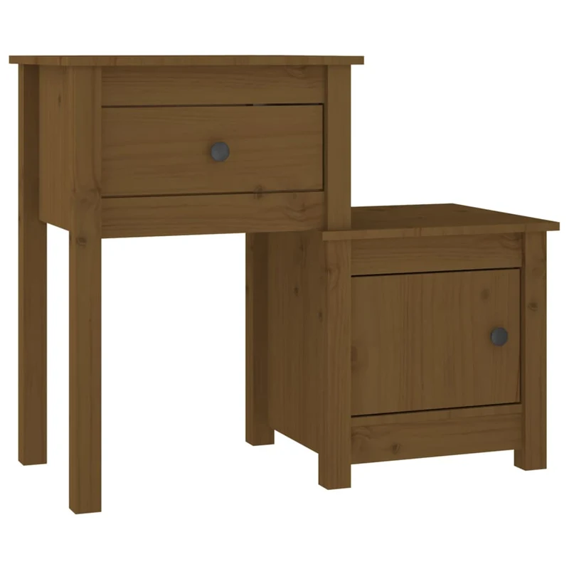 Table de chevet avec tiroir et compartiment avec porte 79,5 x 38 x 65,5 cm bois de pin marron miel DEC034144
