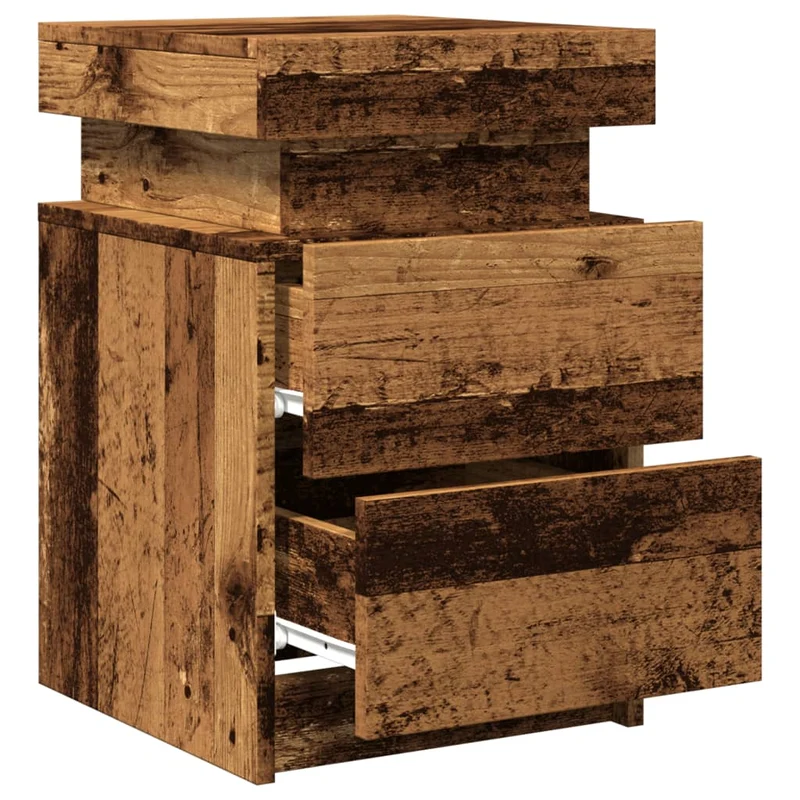 Table de chevet avec LED et tiroirs 35 x 39 x 55 cm bois d'ingénierie marron DEC033909