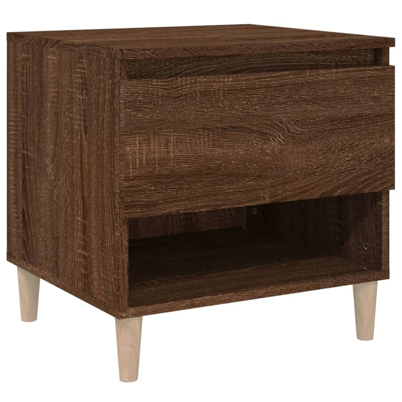 Table de chevet avec tiroir et compartiment ouvert 50 x 46 x 50 cm bois d'ingénierie marron DEC033534