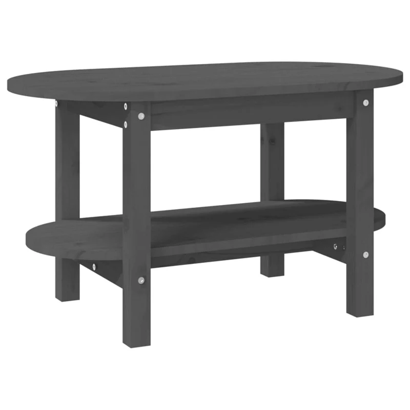 Table basse avec étagère design simple 80 x 45 x 45 cm bois massif de pin gris DEC039199