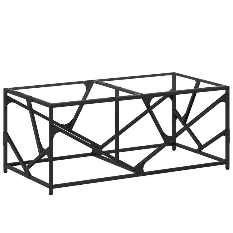 Table basse de salon design industriel avec dessus en verre transparent 98,5 x 50 x 41cm acier et verre DEC037378