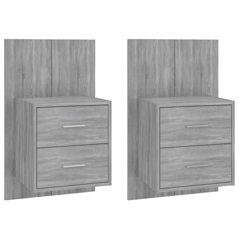 Lot de 2 tables de chevet murales avec tiroirs 48,5 x 32,5 x 80 cm en bois d'ingénierie gris DEC036105