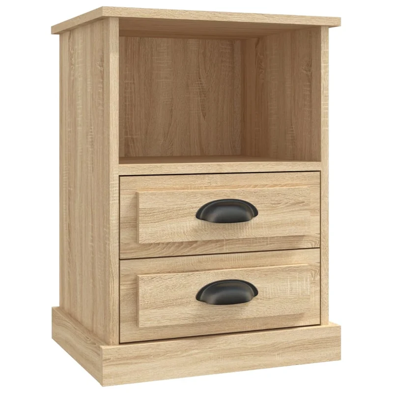 Table de chevet avec tiroirs style rustique 43 x 36 x 60 cm bois d'ingénierie couleur chêne DEC033877