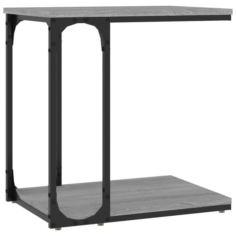 Table d'appoint bout de canapé forme de C 50 x 35 x 52 cm bois d'ingénierie gris et acier DEC032532