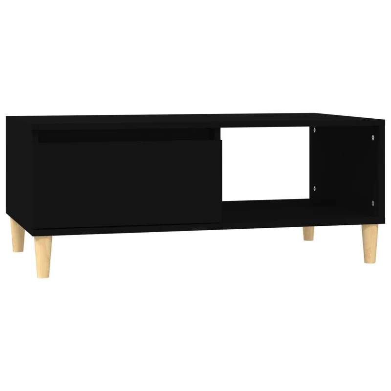 Table basse avec tiroir design moderne 90 x 50 x 36,5 cm bois d'ingénierie noir DEC039823