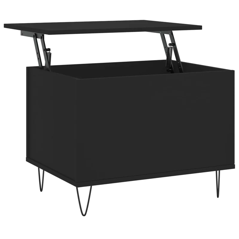 Table basse avec plateau relevable design moderne et contemporaine 60 x 44,5 x 45 cm bois d'ingénierie noir et métal DEC039701