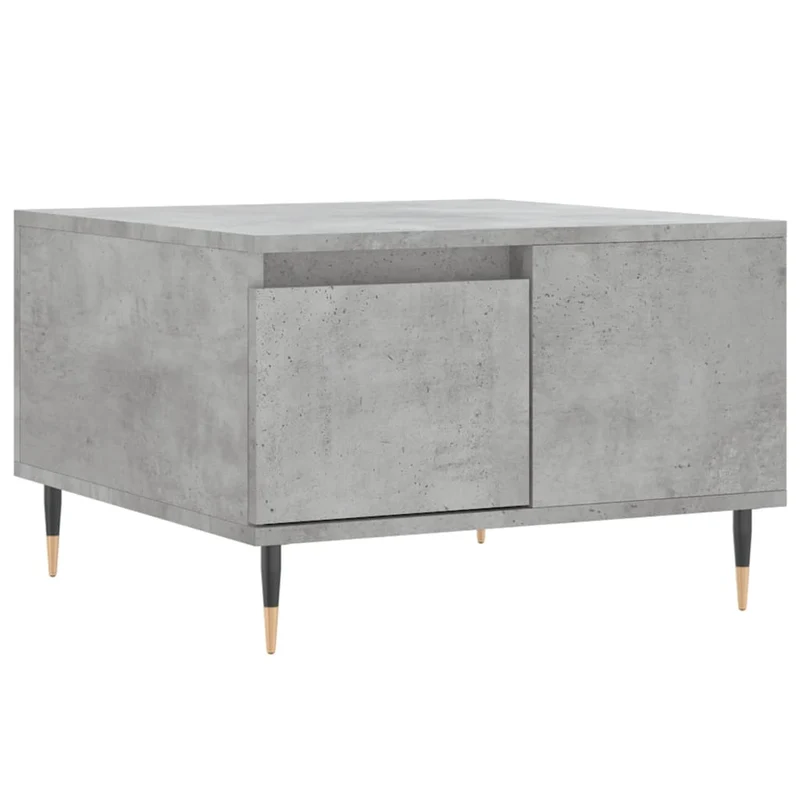Table basse avec tiroir design moderne et contemporaine 55 x 55 x 36,5 cm bois d'ingénierie gris et métal DEC039305