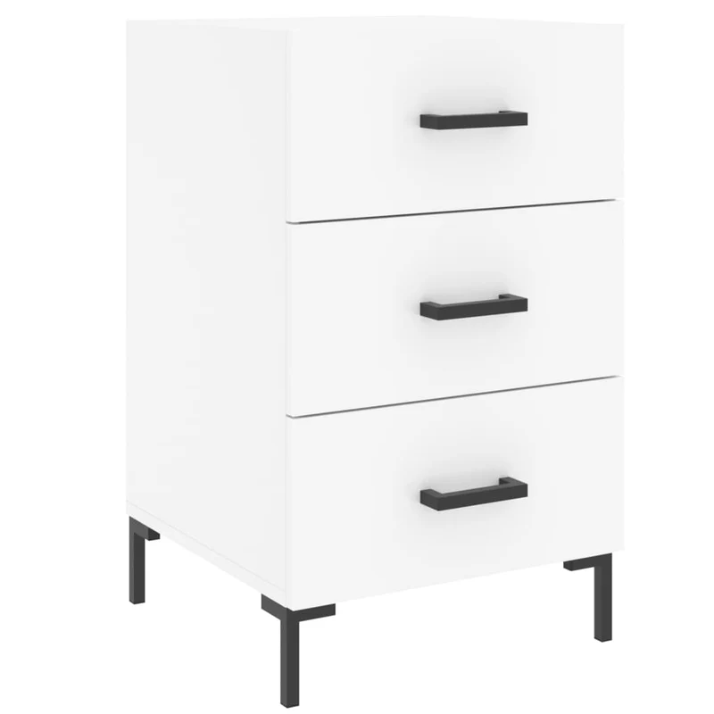 Table de chevet avec 3 tiroirs 40 x 40 x 66 cm bois d'ingénierie blanc et fer DEC033402
