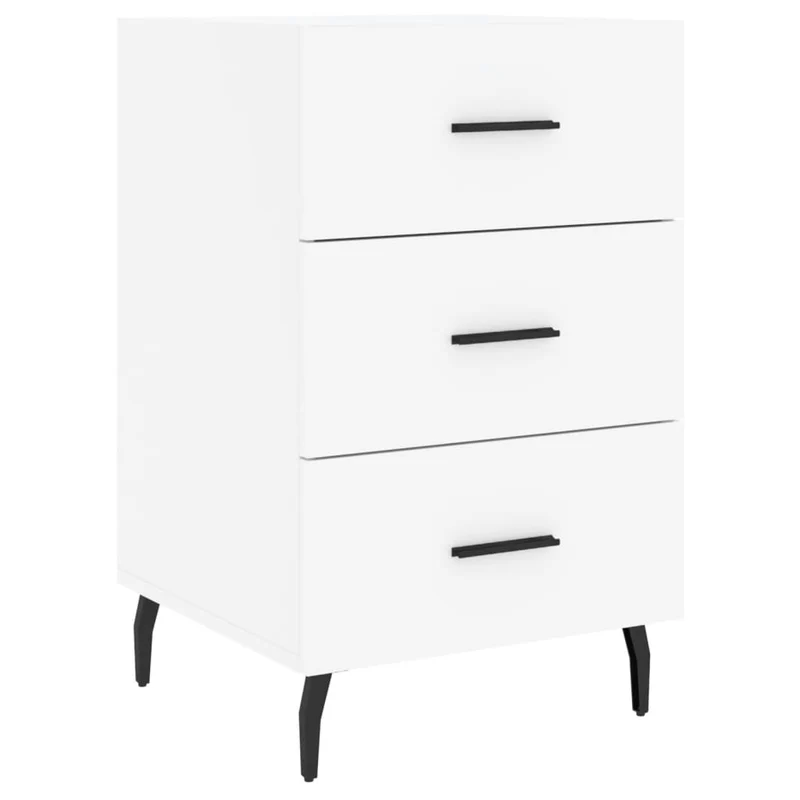 Table de chevet avec 3 tiroirs 40 x 40 x 66 cm bois d'ingénierie blanc et fer DEC033401