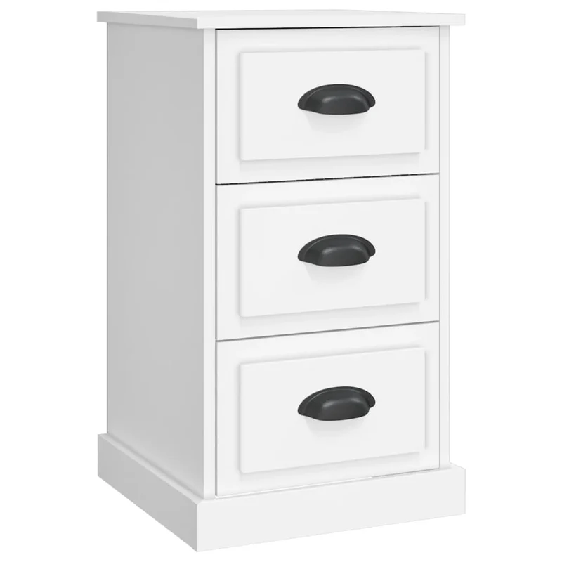 Table de chevet avec 3 tiroirs 39 x 39 x 67 cm bois d'ingénierie blanc DEC033326