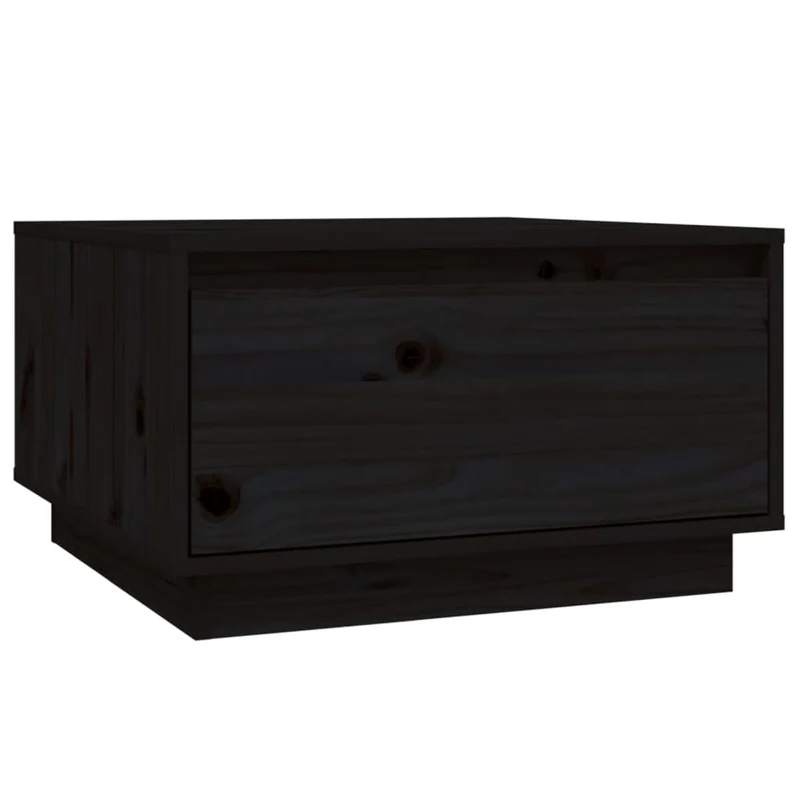 Table basse avec tiroir design rustique moderne 55 x 56 x 32 cm bois massif de pin noir DEC039695