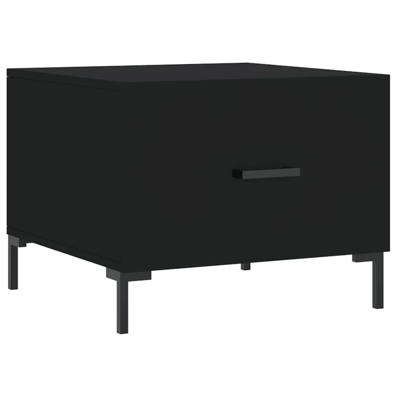 Table basse avec tiroir design moderne et contemporain 50 x 50 x 40 cm bois d'ingénierie noir et fer DEC039667