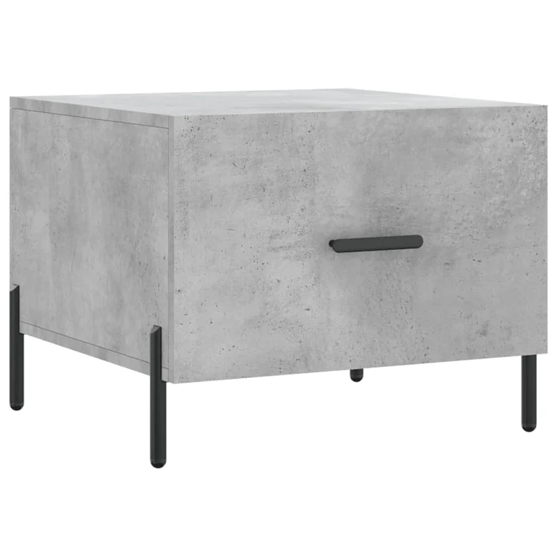 Table basse avec tiroir design moderne 50 x 50 x 40 cm bois d'ingénierie gris et fer DEC039293