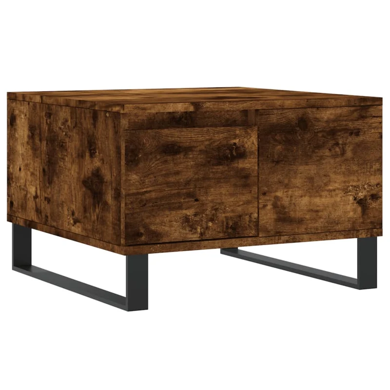 Table basse avec tiroirs design rustique 55 x 55 x 36,5 cm bois d'ingénierie marron et métal DEC038430