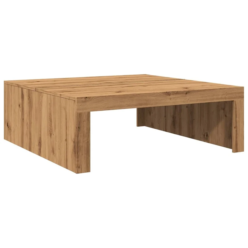 Table basse design moderne et contemporaine artisanal 100 x 100 x 35 cm bois d'ingénierie marron DEC038286