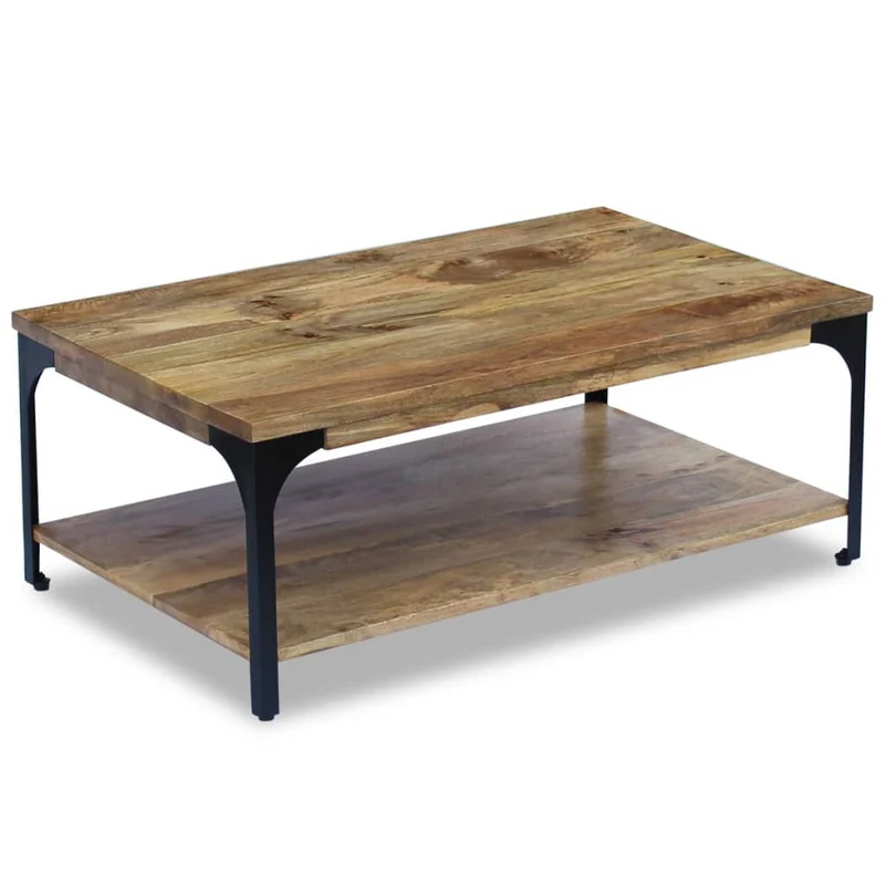 Table basse design industriel en bois de manguier et acier 100 x 60 x 38 cm DEC038230