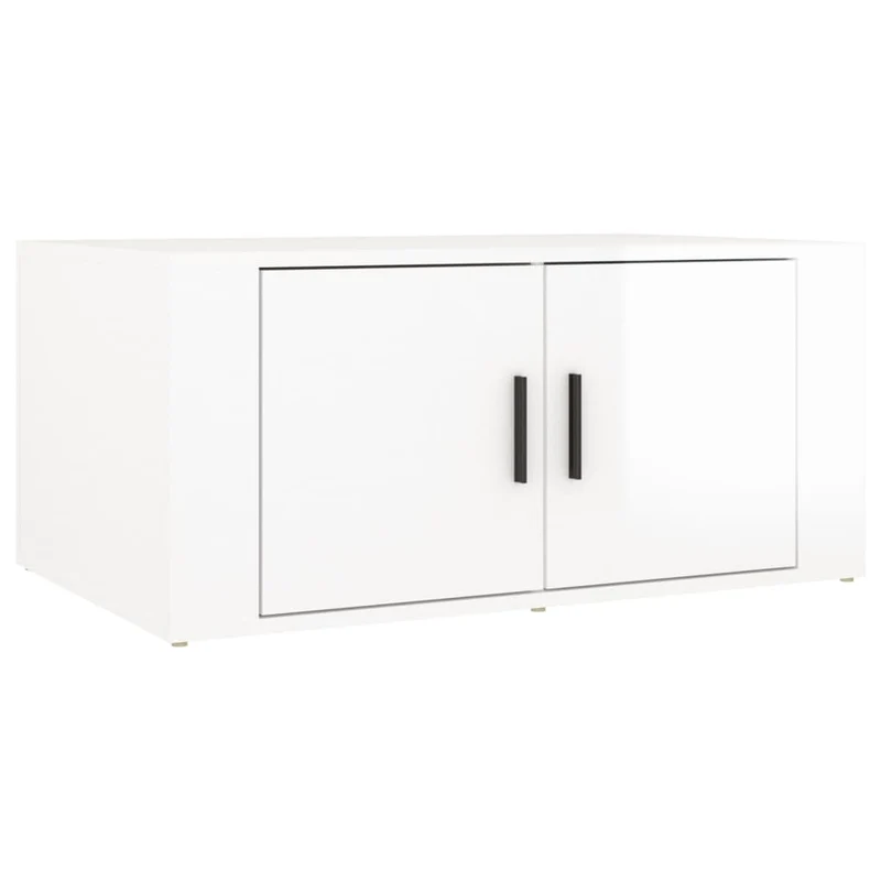 Table basse avec deux compartiments design moderne et contemporaine 80 x 50 x 36 cm bois d'ingénierie blanc DEC038138