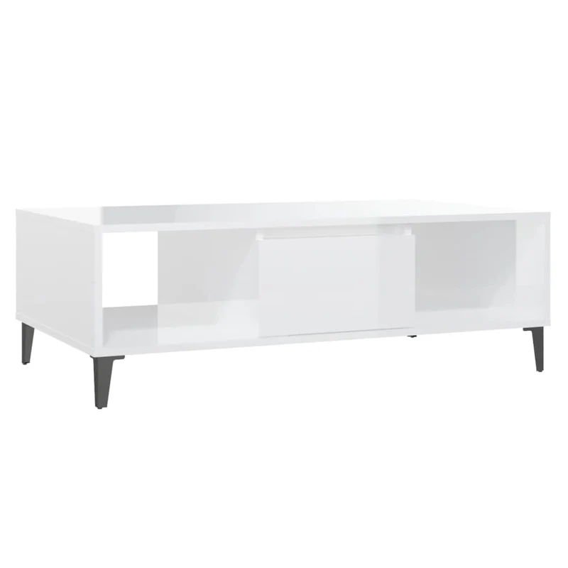 Table basse design moderne et contemporaine 103,5 x 60 x 35 cm bois d'ingénierie blanc DEC038078