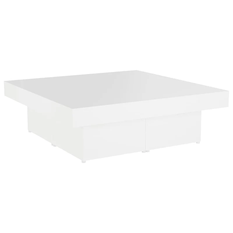 Table basse en 4 parties design moderne et contemporaine 90 x 90 x 28 cm bois d'ingénierie blanc DEC038035