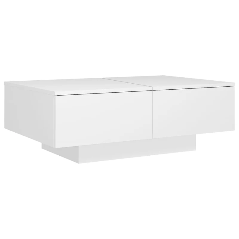 Table basse avec tiroirs design moderne et contemporaine 90 x 60 x 31 cm aggloméré blanc DEC038028