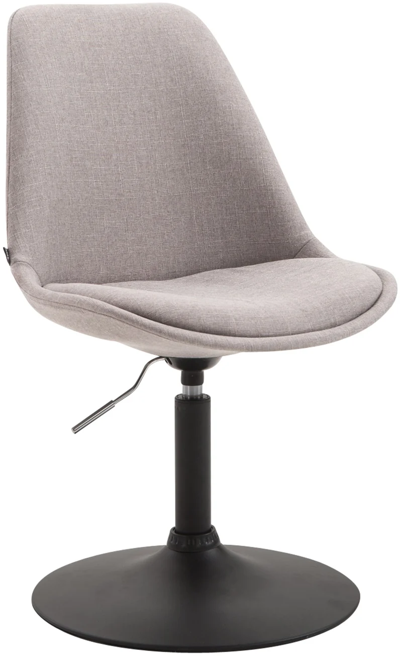 Chaise de salle à manger x1 pivotante hauteur réglable en tissu gris et pied trompette en métal noir 10_0003771