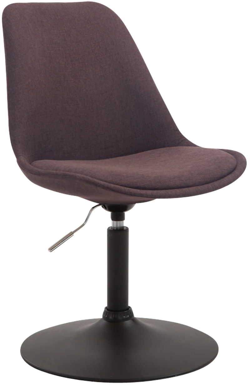 Chaise de salle à manger x1 pivotante hauteur réglable en tissu marron et pied trompette en métal noir 10_0003768