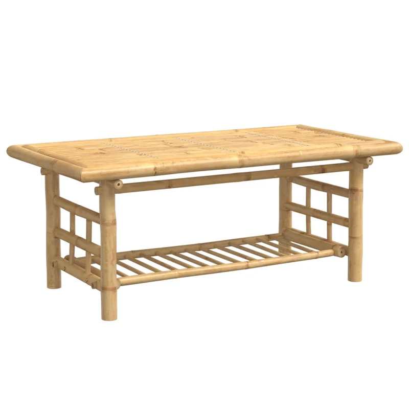 Table basse de salon design exotique 110 x 55 x 45 cm bambou avec une finition naturelle DEC037001