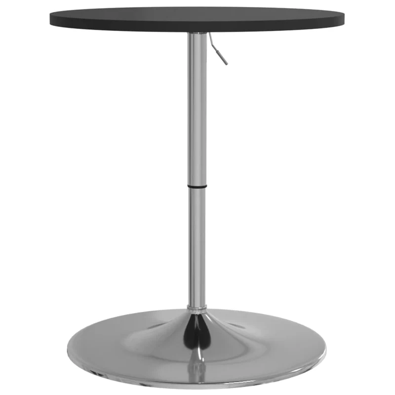 Table d’appoint multifonction table de bar hauteur réglable 69-90 cm diamètre 60 cm en bois d'ingénierie noir et acier chromé DEC036493