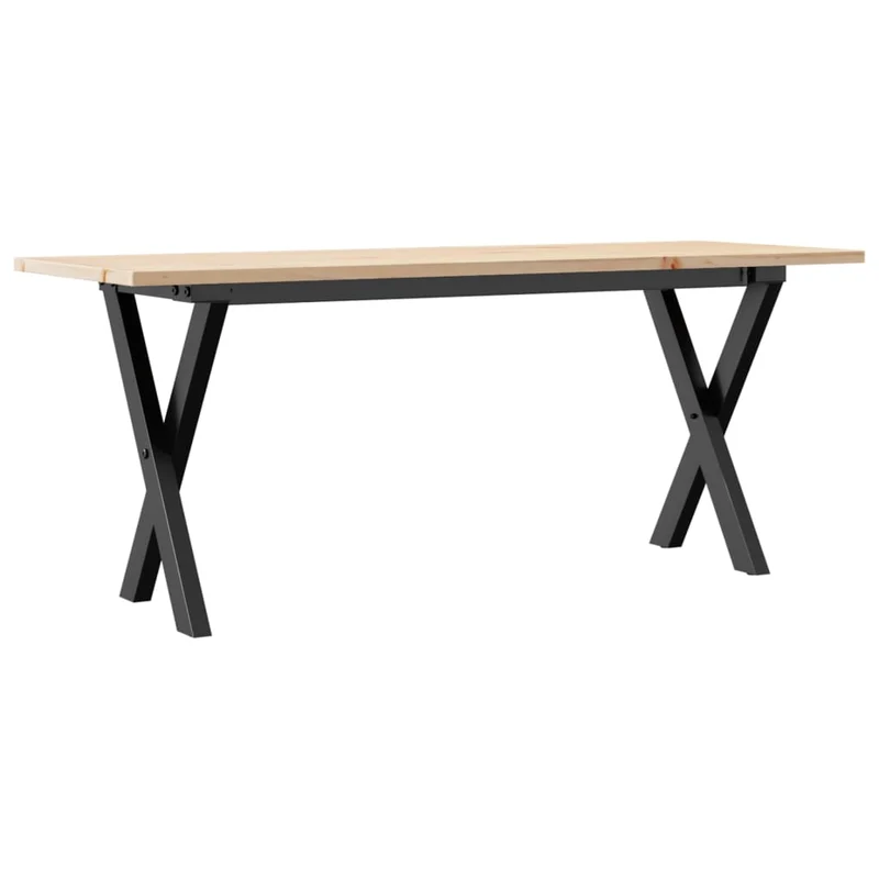 Table basse rectangulaire style industriel cadre en x 110 x 40 x 45 cm bois de pin et acier noir DEC036257