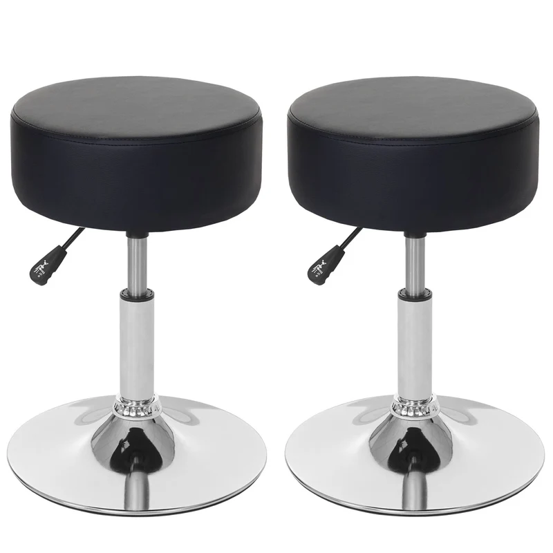 Lot de 2 tabourets siège pivotant réglable en hauteur Ø 35cm en PVC noir 04_0005218