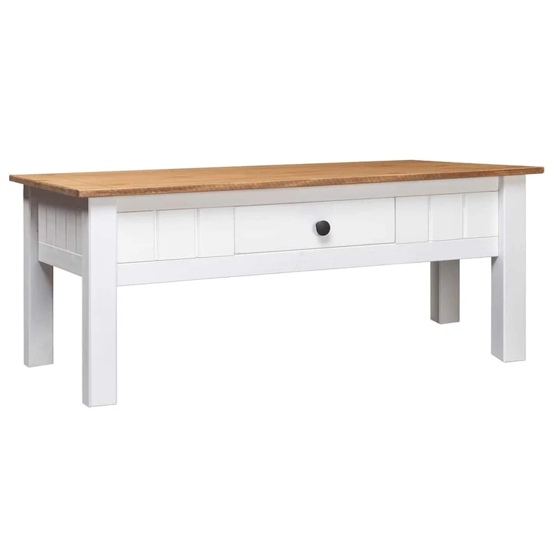 Table basse de salon avec tiroir design classique 100 x 60 x 45 cm bois de pin massif DEC037802