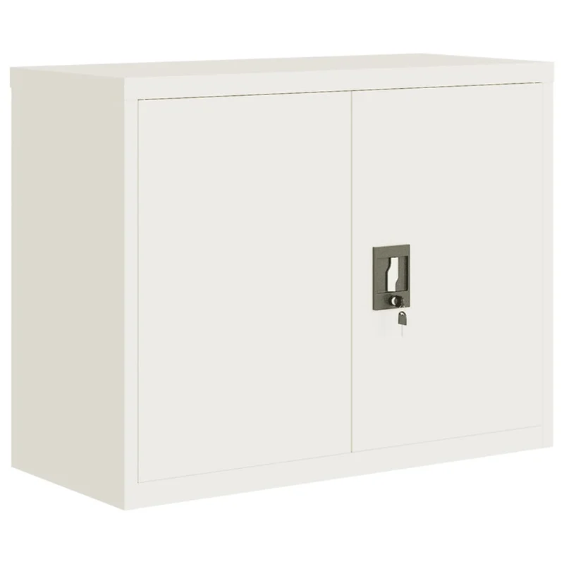 Caissons à tiroirs meuble de bureau avec étagère réglable portes verrouillables 90 x 40 x 70 cm acier blanc DEC024529