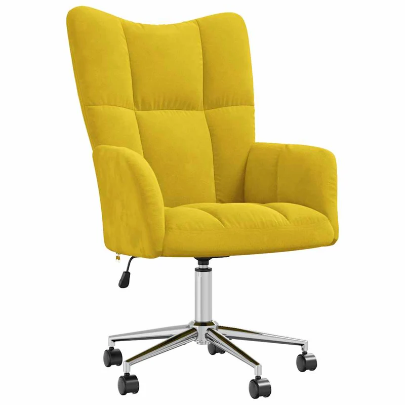 Fauteuil lounge chaise de canapé sur roulettes hauteur réglable design moderne en velours jaune moutarde DEC026715
