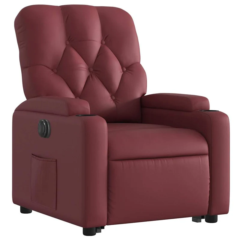Fauteuil relax TV fonction de levage électrique très confortable en PVC rouge bordeaux DEC028522