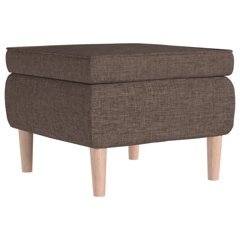 Tabouret assise repose-pieds avec pieds en bois et tissu taupe DEC026321