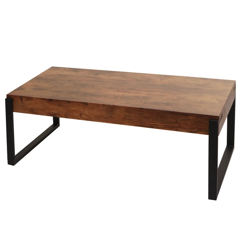 Table basse hwc-l53 table de salon table d'appoint table de canapé métal 43 x 110 x 64 cm chêne sauvage foncé 04_0008438