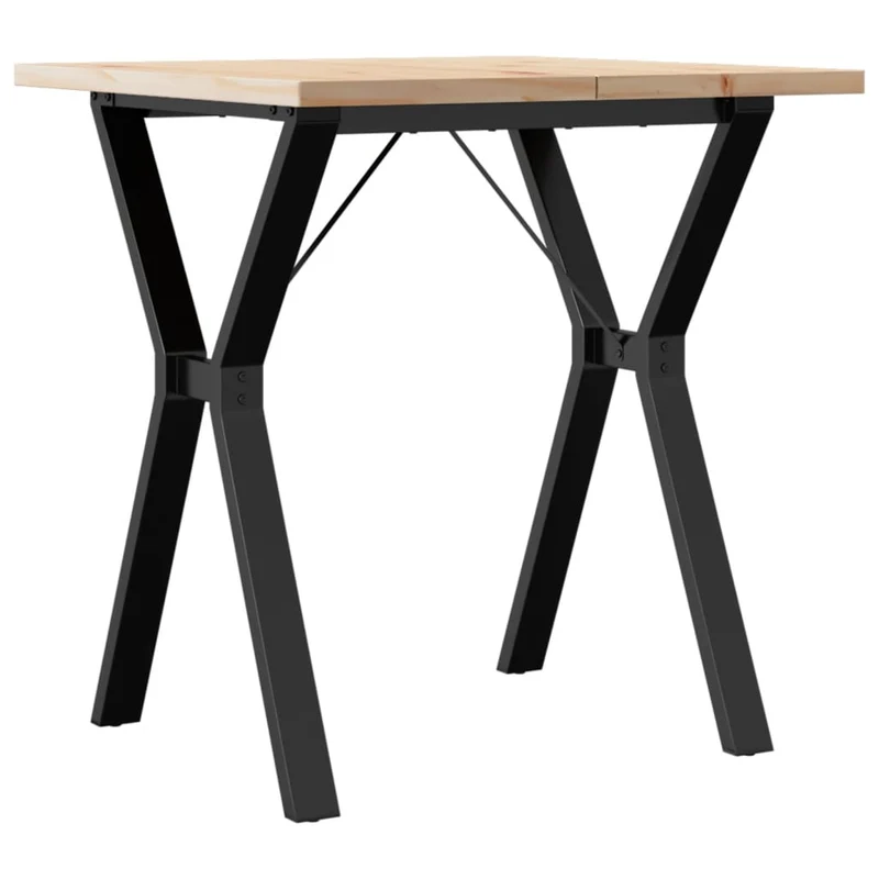 Table de salle à manger cuisine design industriel 70 x 70 x 75,5cm bois de pin massif et acier DEC036837