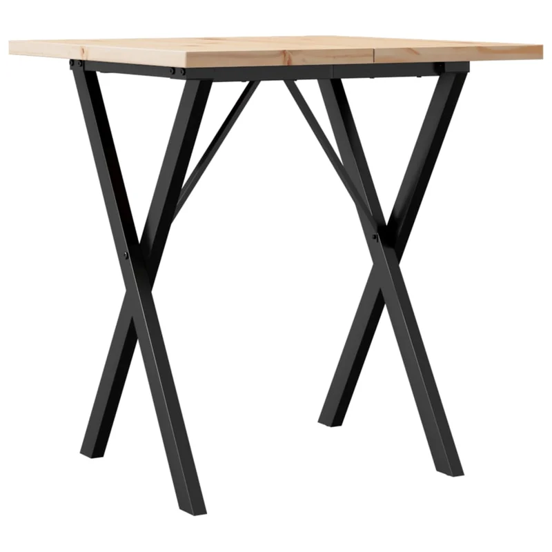 Table de salle à manger design industriel 70 x 70 x 75,5cm bois de pin massif et acier DEC036815