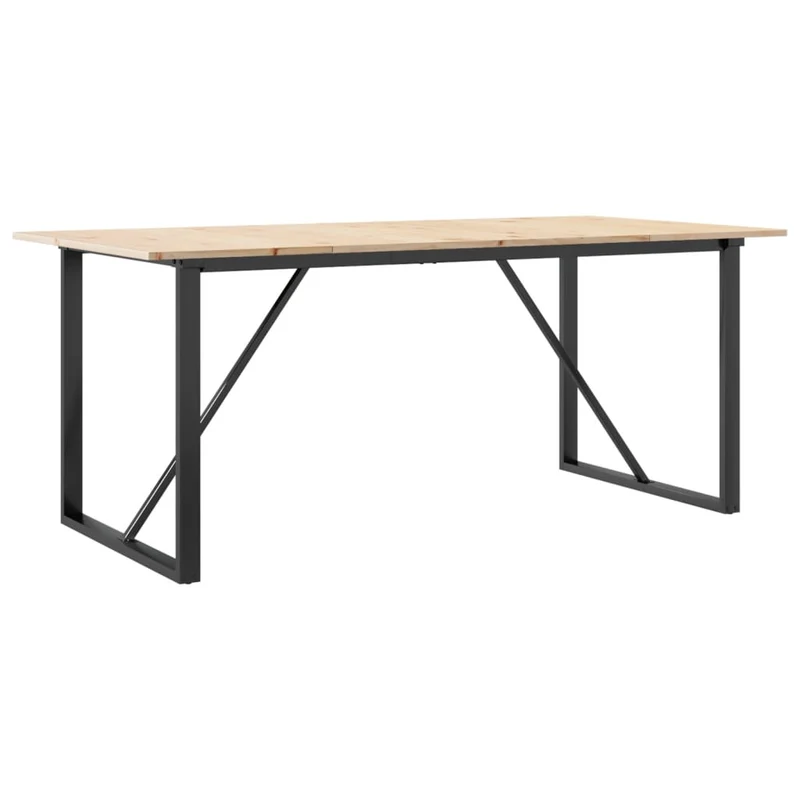 Table de salle à manger design industriel 180 x 90 x 75 cm bois de pin massif et acier DEC036786