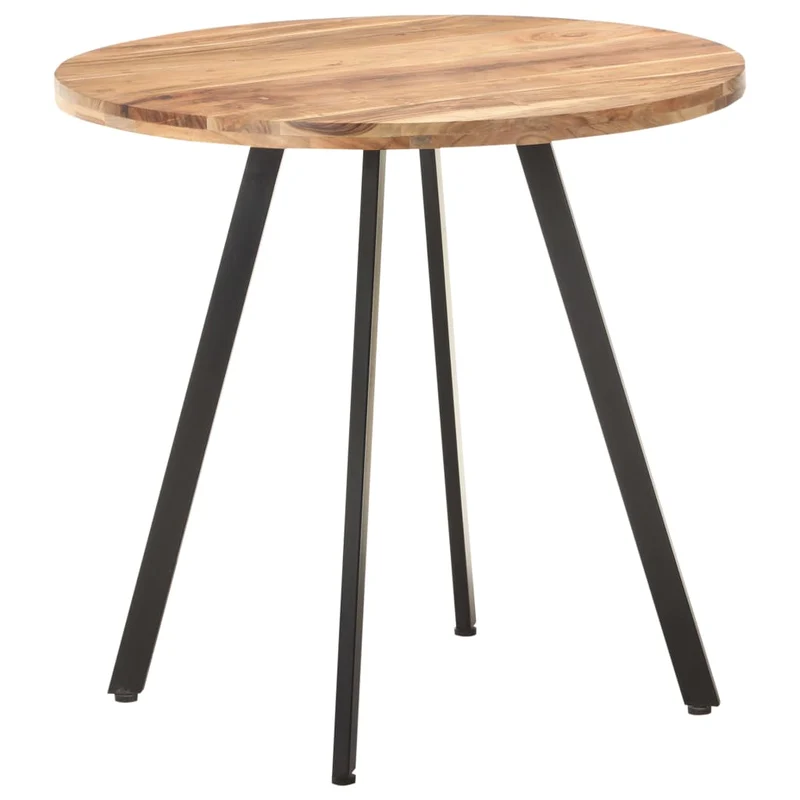 Table de salle à manger cuisine table d'appoint 80 cm bois d'acacia et fer DEC036632