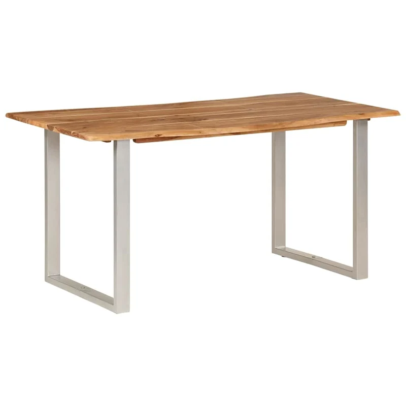 Table de salle à manger design industriel moderne 154 x 80 x 76 cm bois d'acacia et acier DEC036610