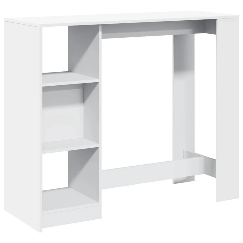 Table d’appoint multifonction table de bar avec étagère 124 x 46 x 103,5 cm bois d'ingénierie blanc DEC036449