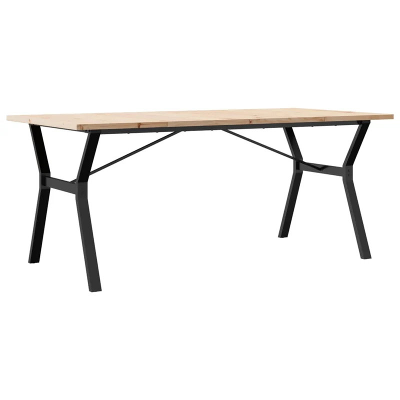 Table de salle à manger design industriel 180 x 90 x 75,5 cm bois pin massif et acier DEC036829