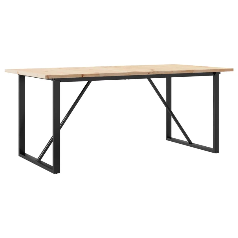 Table de salle à manger design industriel 180 x 90 x 75,5 cm bois pin massif et acier DEC036787